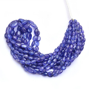 Perles de Tanzanite AAA+ ovales lisses 5x6mm-9x12mm, pépites naturelles violettes, pierres précieuses, perles roulées en vrac pour bijoux - Product Image 1