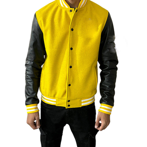 Veste de baseball haut de gamme pour homme, coupe-vent, en laine et cuir, avec broderie personnalisée et patchwork, style streetwear hiver - Product Image 1