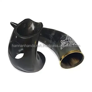 Genuine Viking <b>Drinking</b> <b>Horn</b> with Polished Love Style Metal Mugs Best Quality Food Safe <b>Horn</b> Wedding Home Hotel - Product Image 2