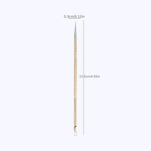 High Quality Blackhead Acne Removal Needle Dual-Ended Stainless Steel Face Skin Care <b>Tool</b> with Loop and <b>Hook</b> Tips - Product Image 2