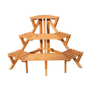 Support de plantes en bois industriel avec structure métallique, étagère à plusieurs niveaux pour plantes d'intérieur, support pour pot de fleurs, étagère de présentation, décoration intérieure - Product Image 1