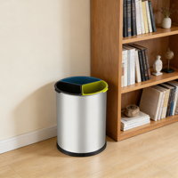 Poubelle à 3 compartiments en acier inoxydable 201 sans couvercle, gain de place, avec seaux intérieurs amovibles pour le tri des déchets en intérieur