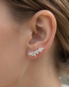 Pendientes de Oro Rosa de 14K con Diamantes Cultivados en Laboratorio, Diseño Geométrico de Diamantes de Corte Mixto, Joyería Fina Moderna - Product Image 5