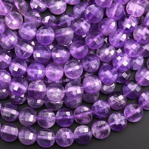 Perles de pièce de monnaie en améthyste violette naturelle à facettes pour la fabrication de bijoux, colliers et bracelets DIY, vente en gros - Product Image 1