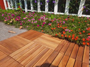 High Quality Modern Waterproof DUAL LOCK Interlocking Square Acacia Wood Deck Tiles/<b>Decking</b> 300x300mm Pool Matt Finish Double - Product Image 6