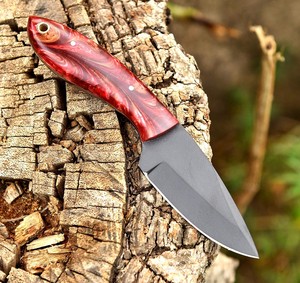 Cuchillo EDC de hoja fija de 8 pulgadas personalizable con recubrimiento en polvo, mango de resina, OEM, para caza, desollado y camping, con hoja completa y funda. - Product Image 3