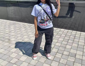 Camiseta Peeqi de Verano para Mujer, 100% Algodón, Transpirable, Ecológica, con Estampado de Dibujos Animados, Manga Corta, Holgada e Informal - Product Image 3