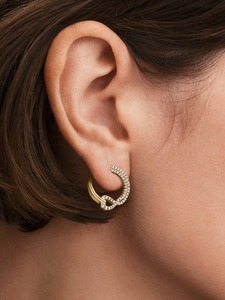 Luxury 18K Gold Plated C-Shaped Diamond <b>Hoop</b> Stud <b>Earrings</b> for Women Elegant Micro Pave CZ Stone Half <b>Hoop</b> <b>Earrings</b> - Product Image 4