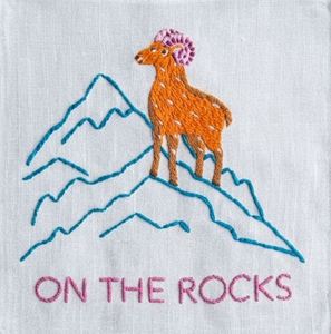 Custom Wholesale Embroidery Goat on the Rock Square Cocktail Napkin 6*6" Reusable <b>Linen</b> Hemstitch Beverage Napkin Home Bar Event - Product Image 3
