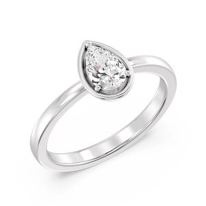 Bague solitaire taille poire 0,50 ct - Product Image 4