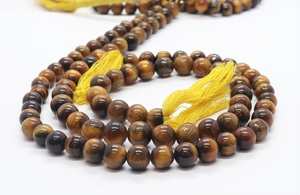 Cuentas redondas lisas de ojo de tigre natural AAA de 7-8 mm, cuentas redondas lisas de ojo de tigre amarillo de 13 pulgadas para la fabricación de joyas al por mayor - Product Image 2