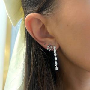 14K 18K Gold <b>Round</b> Cut Lab Grown Diamond Star Stud Earring Pave Hexagram Star of David Religious Earring Wholesale Factory Price - Product Image 4