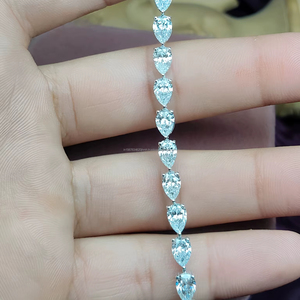 Pulsera de Diamantes Cultivados en Laboratorio con Corte Pera en Oro Blanco, Pulsera de Tenis de Lujo, Elegante Regalo para Bodas, Fiestas, Aniversarios y Compromisos - Product Image 1