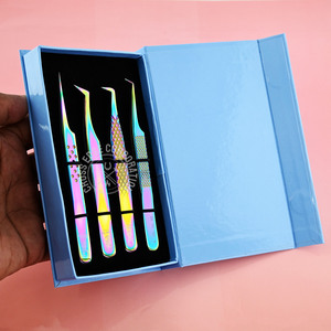 Fiber Tip Eyelashes Extension Applicator <b>Tool</b> Straight Isolation Lash Tweezers Diamond Grip Volume Tweezers for Eyelash - Product Image 1