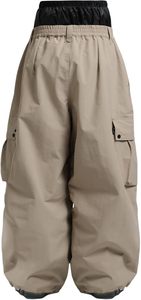 Pantalon cargo unisexe imperméable avec fermeture à boutons et cordon de serrage à la taille, couleur beige, pour adultes - Product Image 6