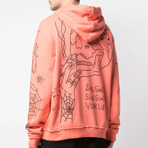 Fabrication sur mesure de sweats à capuche en coton French Terry, blanchis à l'acide, avec effet vieilli, pour hommes - Product Image 3