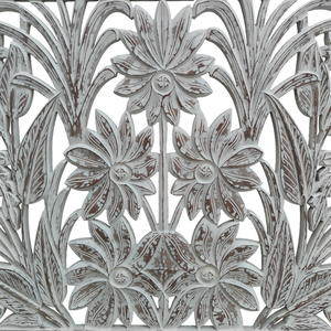 Tête de lit Queen Size sculptée à la main en bois, motif floral Mandala, finition blanchie, en bois d'ingénierie, décoration murale - Product Image 5