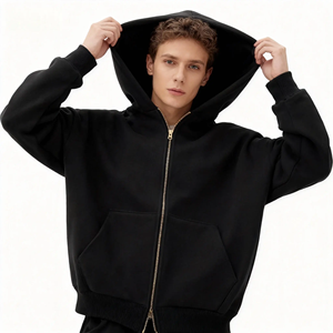 Sweat-shirt à capuche zippé intégral 100 % coton pour homme, épais, personnalisable avec logo, vierge, fabricant OEM en gros - Product Image 4