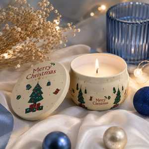 Luxury Organic Fruit Scented Soy Wax Handmade Art <b>Candle</b> with Elegant Metal Tin Lid-Christmas Holiday <b>Gift</b> - Product Image 2