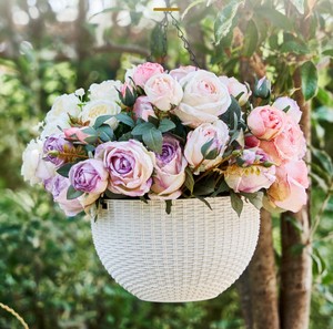 GT34 Pot suspendu en <span class=keywords><strong>résine</strong></span> épaissie résistant aux UV, style rotin tressé, pot mural pour plantes araignées et succulentes - Product Image 6