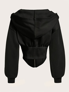 Sweat-shirt à capuche court pour femmes, tendance mode, vêtement décontracté, haut confortable pour tous les jours, style moderne, vêtements tendance - Product Image 3