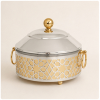 Casserole de luxe en acier inoxydable, design arabe découpé au laser, moderne, écologique, isolée, compatible lave-vaisselle, avec logo personnalisé