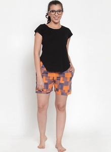 Shorts de Mujer con Estampado Geométrico, Cintura Media, Cordón Ajustable, Secado Rápido, Casuales, de Poliéster Tejido - Product Image 4