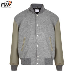 Nueva Chaqueta Varsity de Manga Corta en Color Sólido para Hombre, Invierno, Cuello Alto, Tela de Lana, Personalizable - Product Image 5