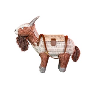 Cesta de Almacenamiento de Mimbre con Forma de Cabra, Cesta de Regalo Tejida con Forma de Animal, Caja Decorativa de Mimbre con Correa - Product Image 3