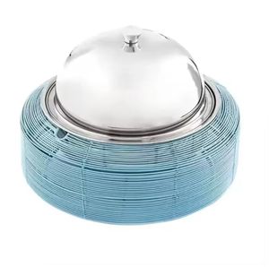 Boîte de rangement de luxe blanche en fil métallique avec couvercle conique argenté, bol de service moderne pour le Ramadan, pot à bonbons et fruits secs islamique pour l'Aïd - Product Image 2