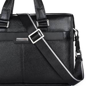 Sac à ordinateur portable en cuir imperméable avec fermeture éclair, fabriqué en cuir souple de haute qualité, élégant et tendance, pour homme et femme. - Product Image 5