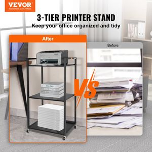 CARB certificata nero 3 livelli ruote di supporto per stampante regolabili in altezza per l'organizzazione Smart Storage di Home Office per stampante - Product Image 2