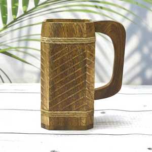 Wooden Beer <b>Mug</b> Handmade Viking Tankard Rustic Beer Stein Groomsmen Gift for Him <b>Dad</b> Gift Medieval Wooden Cup Party <b>Mug</b> - Product Image 2