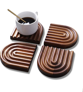 Wooden Tea Coaters Walnut Wholesale Custom Shape Handmade Design Decorative Walnut Coasters for Home Evening Tea - Product Image 4