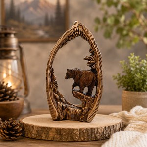 Estante de pared de latón Shubham con diseño de oso, hecho a mano, para aromaterapia, estilo Art Deco, decoración de montaña para el hogar u oficina - Product Image 3