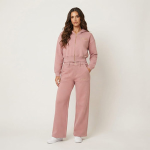 Conjunto Deportivo de 2 Piezas para Mujer, con Capucha, de Forro Polar, Estilo Informal, para Invierno, Versátil, de Manga Corta, 100% Algodón, Cómodo - Product Image 1