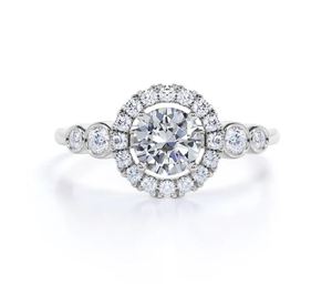 Anillo de Compromiso de Moissanita con Corte Redondo de 1.2 Quilates, Chapado en Oro Blanco, Anillo de Novia Clásico, Anillo de Propuesta Brillante, Joyería Fina - Product Image 1