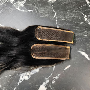 Paquete de cabello humano natural indio crudo con cierre de encaje 2x6 HD al por mayor con proveedor de extensiones frontales 4*4 5*5 7*7 6*6 - Product Image 1