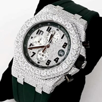 Luxuriöse Herren-Automatikuhr mit quadratischem ETA-Uhrwerk, VVS Moissanite Diamanten, Kautschukarmband, wasserdicht, analog, Glaszeiger, Business-Charme