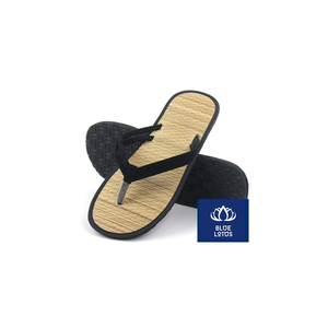 Sandales d'intérieur plates en lin bleu de haute qualité, douces et légères, avec doublure en peluche, pour la maison et l'hôtel - Product Image 1