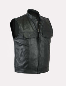 Chaleco de Cuero Transpirable de Invierno para Hombre, Personalizable, Talla Grande, Cuello Redondo, Estilo Motociclista - Product Image 4