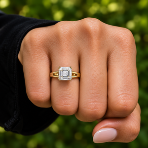 Asscher Cut Lab Grown Diamond <b>Ring</b> 14K 18K Solid Gold Wide <b>Split</b> Shank <b>Ring</b> DEF VVS 2.00Ct IGI Certified Luxury Wedding <b>Ring</b> ODM - Product Image 2