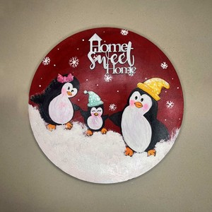 Adorno de Pared de Pingüino Invernal Pintado a Mano en MDF - Arte Decorativo al por Mayor - Product Image 3