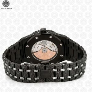 Reloj de Lujo para Hombre Charm_Jewells, de Acero Inoxidable, 40 mm, Bisel con Diamantes de Arcoíris, Caja Mecánica Analógica, Fecha Automática, Botón de Fecha Oculto - Product Image 5