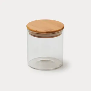 Pot en verre borosilicate de haute qualité de 500 ml avec couvercle en bambou écologique, récipient de stockage alimentaire hermétique en vrac pour la cuisine - Product Image 2