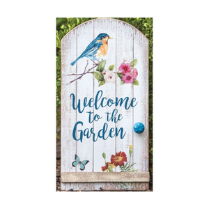 Letrero de Bienvenida Personalizado para Jardín, Placa de Madera con Aves y Flores, Decoración Exterior para Colgar en la Pared, Estilo Rústico para Casa o Jardín - Product Image 1