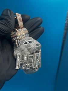 จี้รูปหน้าหมีประดับเพชรโมอิสซาไนต์ เงินแท้ 925 จี้สลักชื่อตามสั่ง จี้แฟชั่นสไตล์แร็ปเปอร์ ผ่านการทดสอบเพชร - Product Image 3