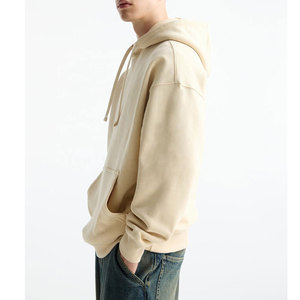 Sweat-shirt à capuche en coton personnalisé pour homme, style streetwear, couleur crème, fabricant OEM, sweat-shirt à capuche décontracté surdimensionné, tissu polaire - Product Image 4