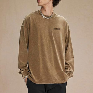 บริการ OEM เสื้อสเวตเชิ้ตผ้าฝ้ายแท้ 100% แบบสั่งทำพิเศษ สำหรับฤดูหนาว ล้างสีแบบแอซิด น้ำหนักเบา ขายส่งสำหรับผู้ชาย - Product Image 4