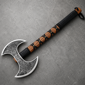 Hacha de camping Vikinga Tomahawk con doble filo, estilo Odin, de 27 pulgadas de largo, con diseño de cabeza barbuda, ideal para regalos de Navidad, envío gratis - Product Image 5